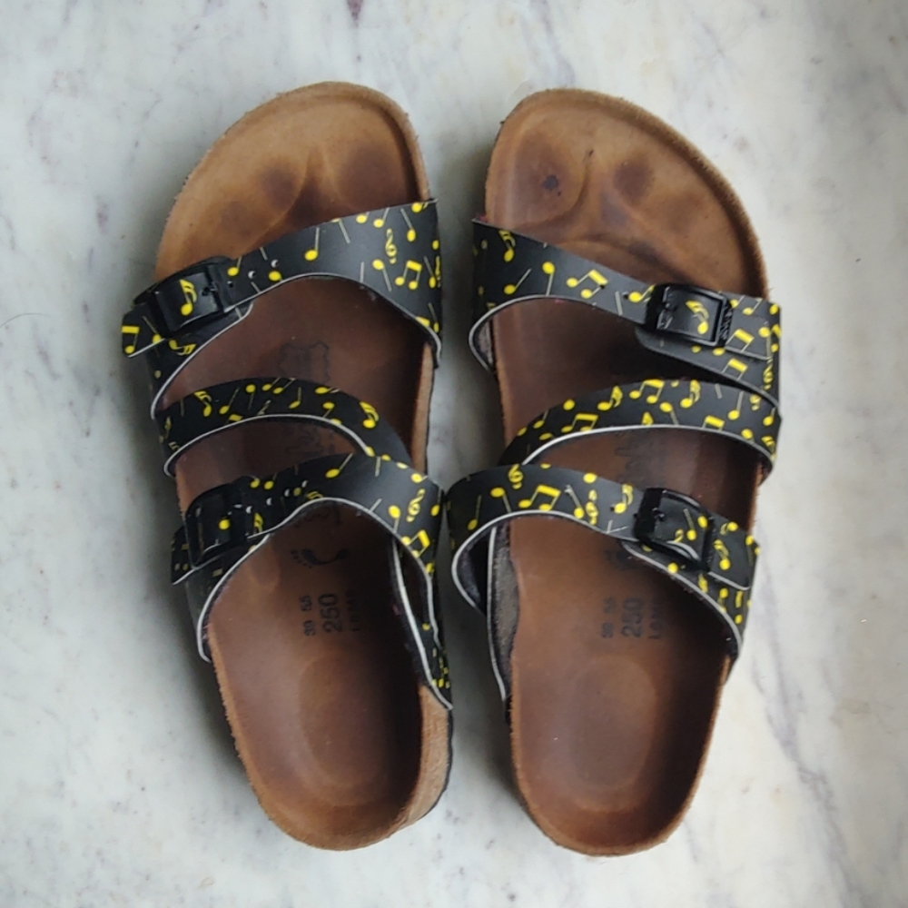 Rare Birkenstock Birkis Music Note Black Sandals